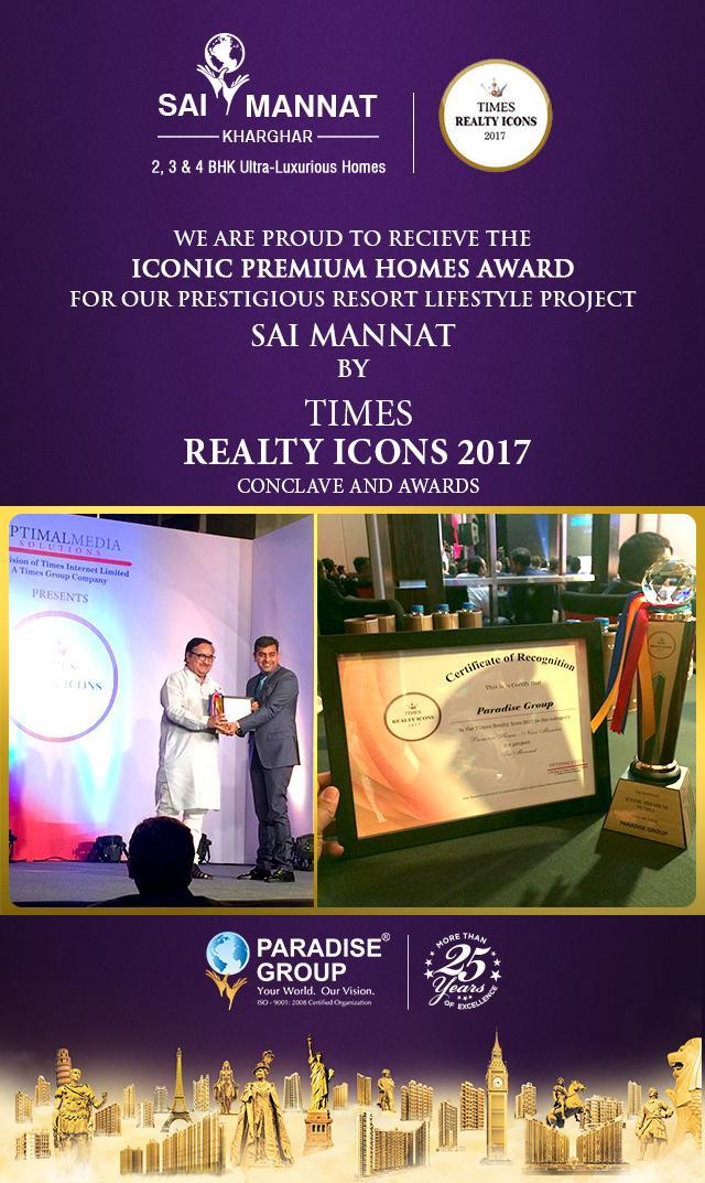 Paradise Sai Mannat won Iconic Premium Homes Award for Prestigious Resort Lifestyle Project